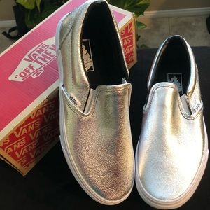 VANS Classic Slip-On Metallic Leather Silver